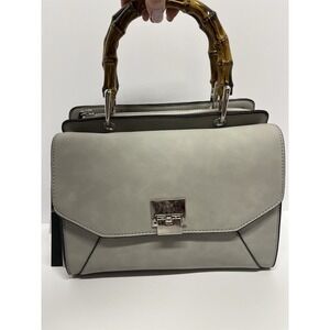 NWT Violet Ray NYC Olive Mushroom  with Gold Accents  Bamboo Handle Purse